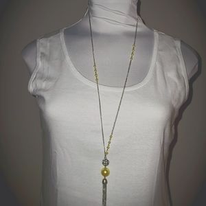 Silver & Yellow Necklace w/Earrings